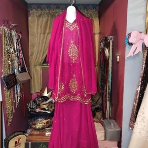 Rokko's Designer Line Vintage Sequined Beaded 3 Piece Skirt Set M